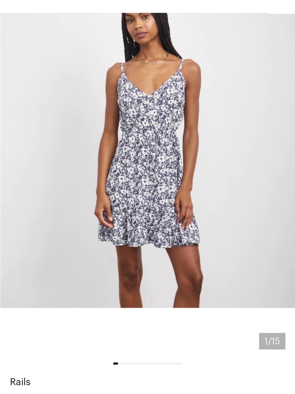 Rails Navy and White Floral Button-Front Mini Dress - Picture 7 of 8